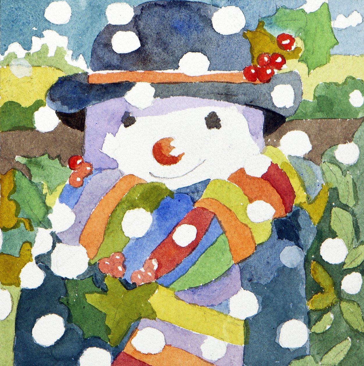 Bonhomme de neige dans la neige, 2011 (aquarelle) - Jennifer Abbott