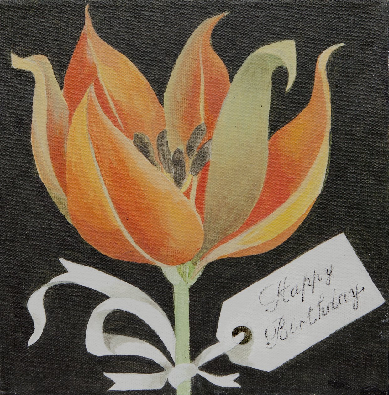 Tulipe, joyeux anniversaire (acrylique) - Jennifer Abbott