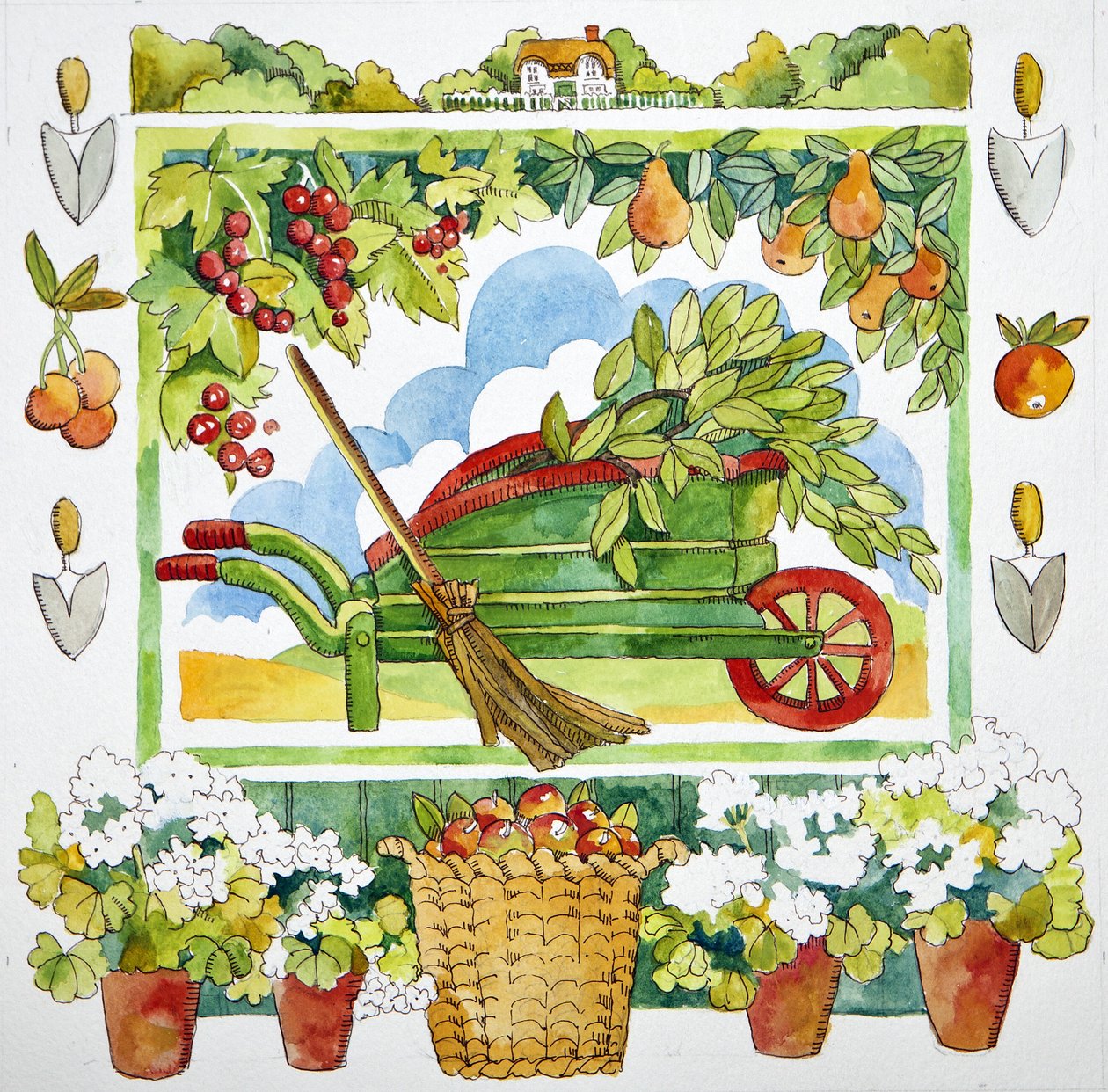 Brouette - entourage de jardin, 2012 aquarelle - Jennifer Abbott