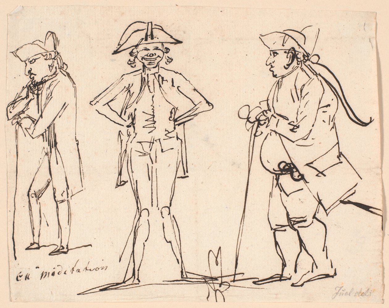 Méditation. Caricatures de Clemens, Juel et Charles Bonnet - Jens Juel