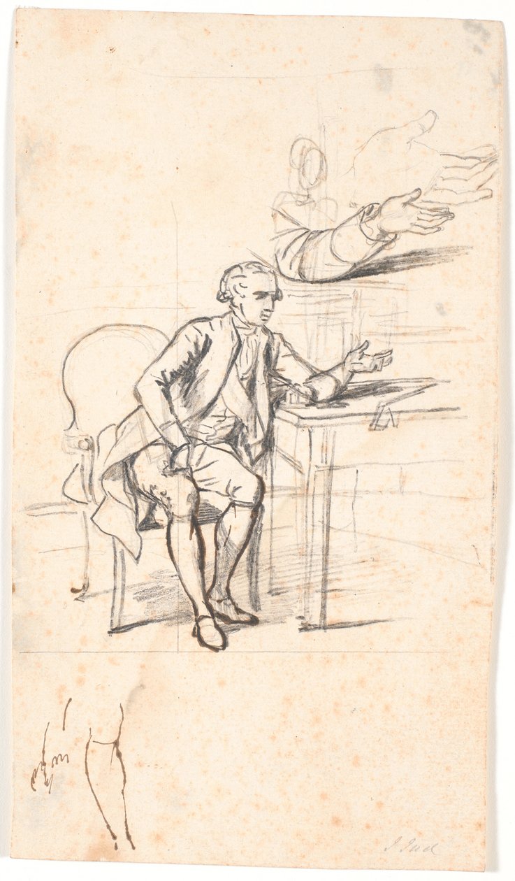 Étude pour le portrait de famille Holmskiold de 1787 : conseiller privé Theodor Holmskiold assis à une table - Jens Juel