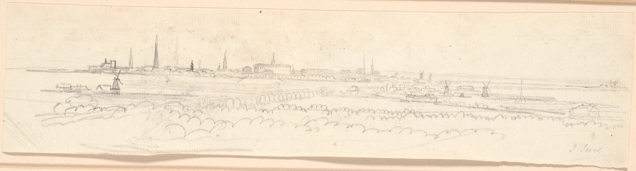 Vue sur Copenhague depuis la colline de Frederiksberg. Étude de fond pour le portrait de Frédéric VI en tant que prince héritier - Jens Juel