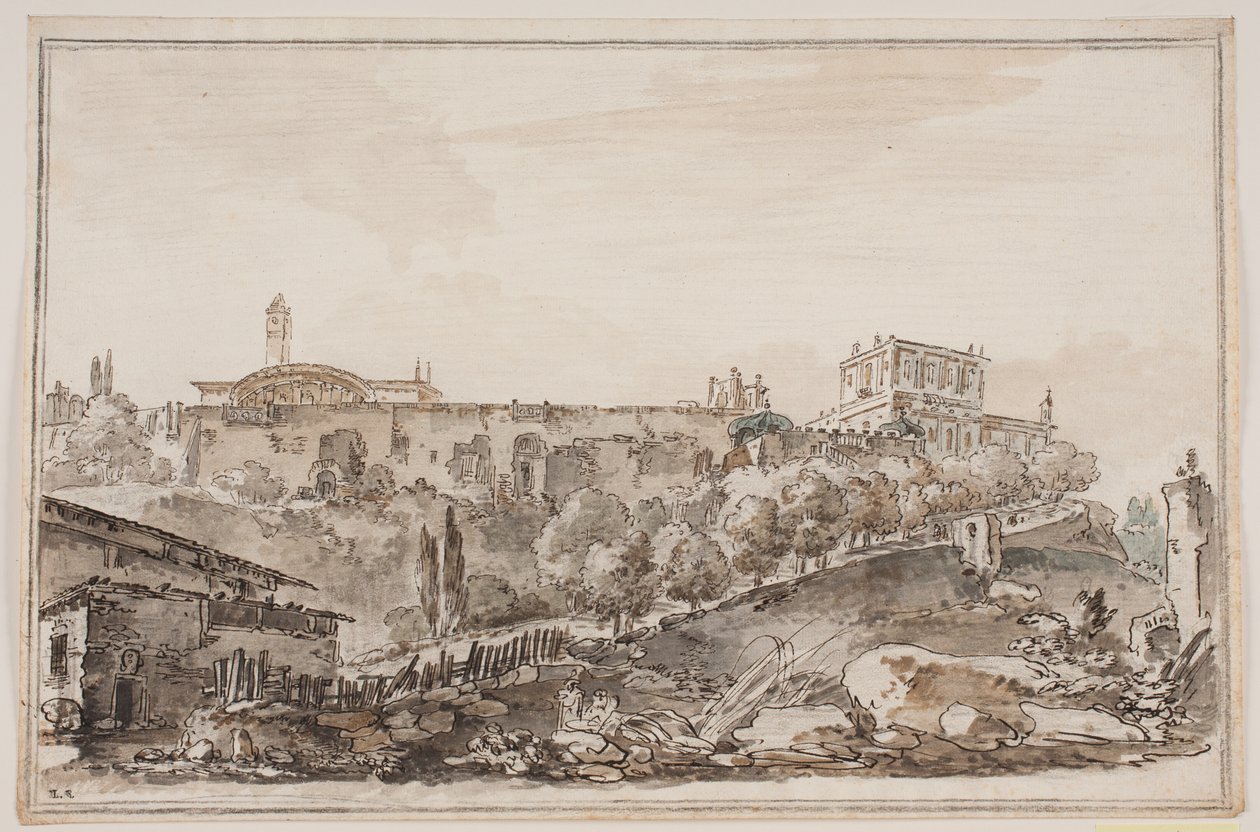 Vue de la ville avec palais et église entourés de murs - Jens Petersen Lund