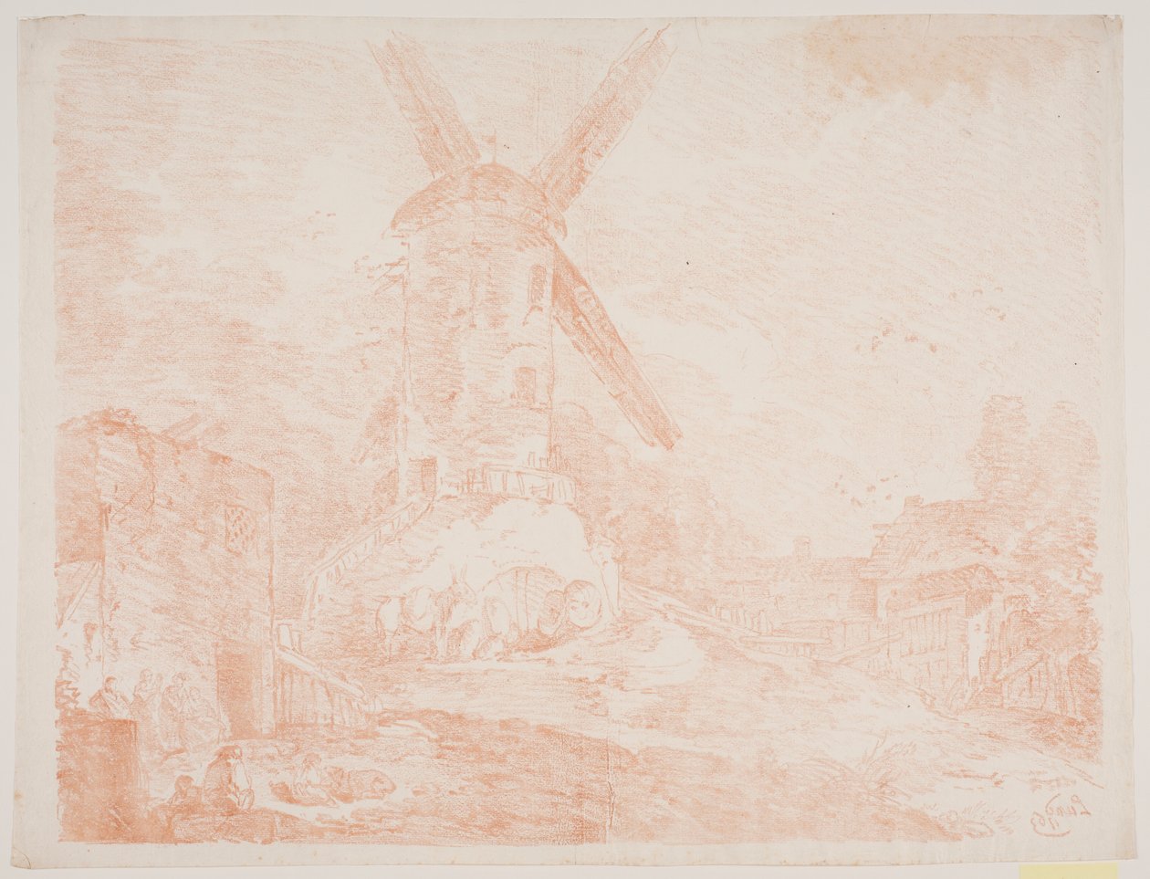 Paysage italien avec moulin à vent - Jens Petersen Lund