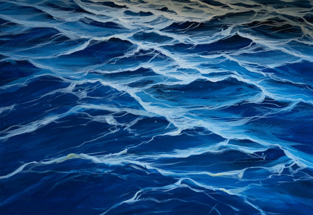 Mer bleue, 2020 (tempera sur papier) - Jerome Glomaud