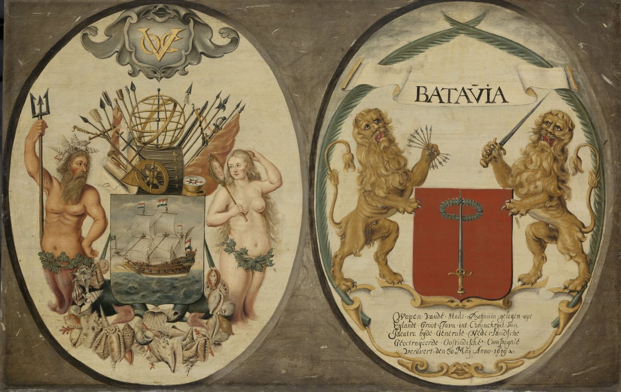 Les armes de la Compagnie néerlandaise des Indes orientales et de la ville de Batavia, 1651 - Jeronimus Becx