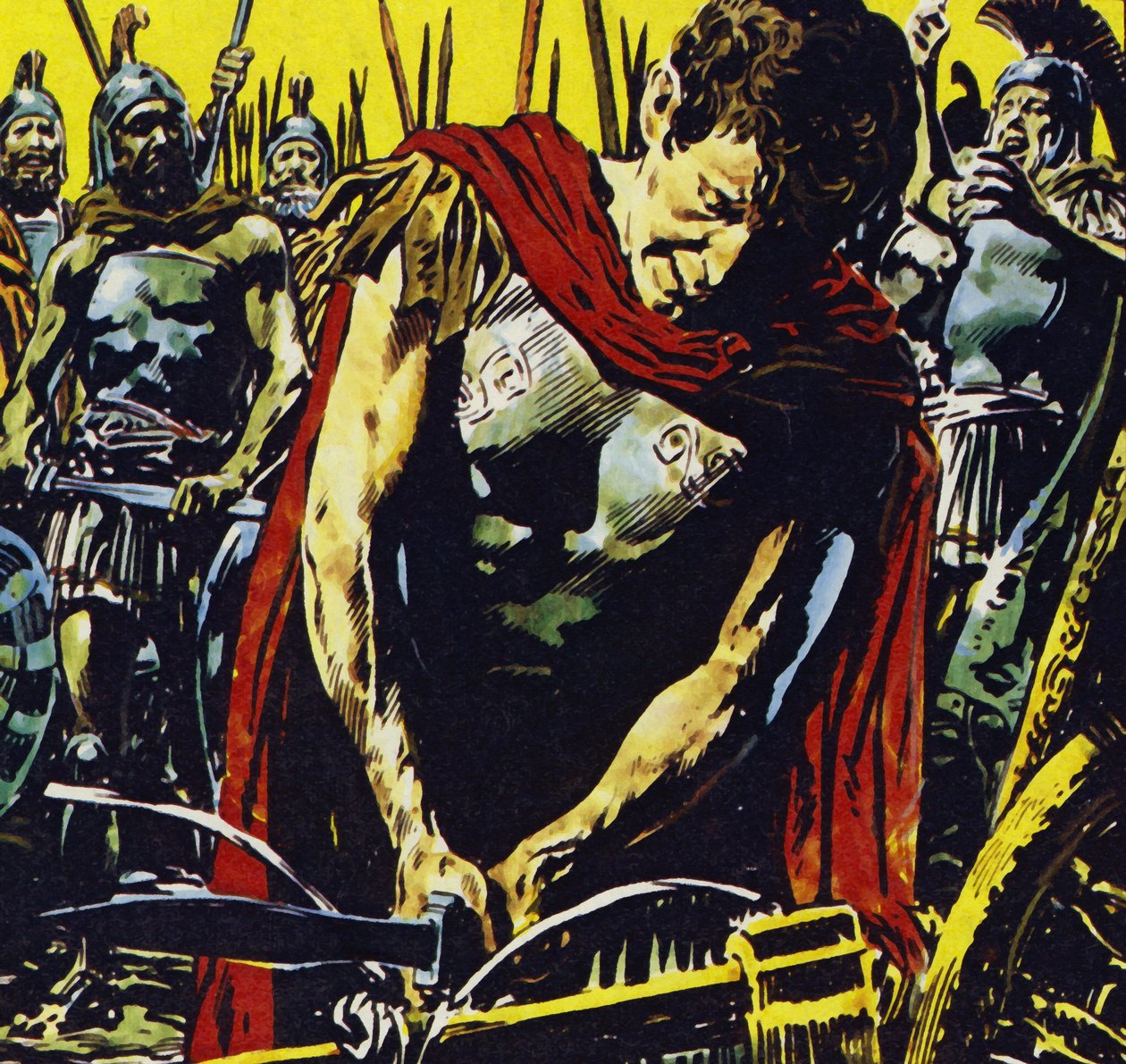 Alexandre a tranché le nœud gordien avec son épée (lithographie couleur) - Jesus Blasco