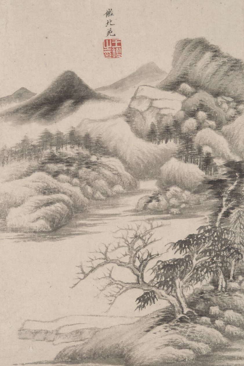 Paysage dans le style de divers vieux maîtres: Dans le style de Dong Yuan, 1669 - Wang Jian
