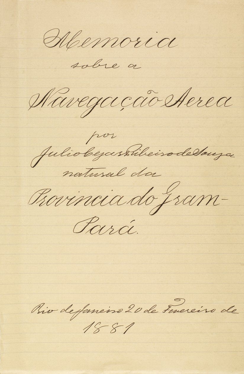 Manuscrit de Júlio Cézar Ribeiro de Souza sur l