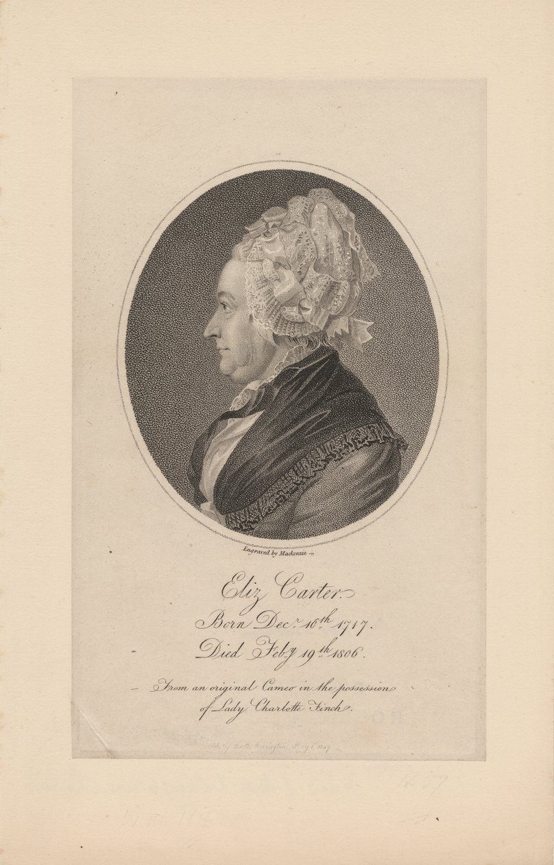 Elizabeth Carter, gravée par Mackenzie, 1807 - Joachim Smith