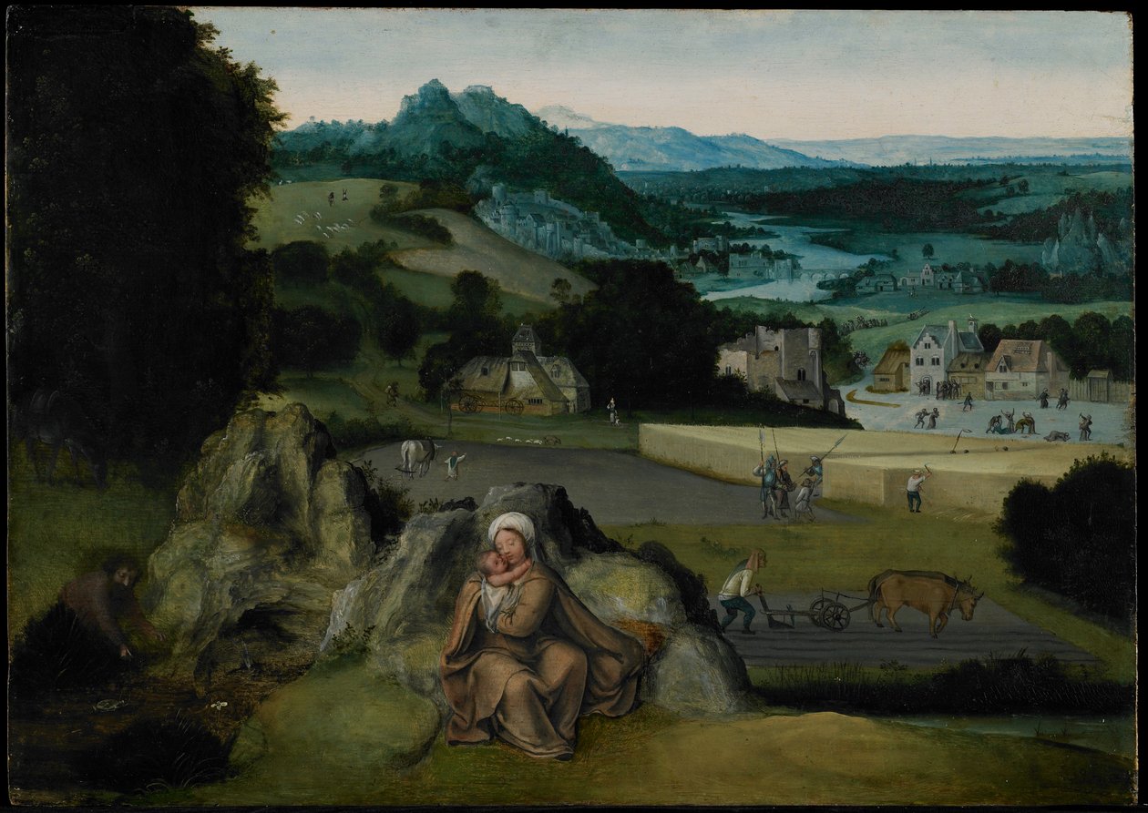 Le Repos pendant la fuite en Égypte (Le Champ de blé miraculeux) - Joachim (workshop of) Patinir