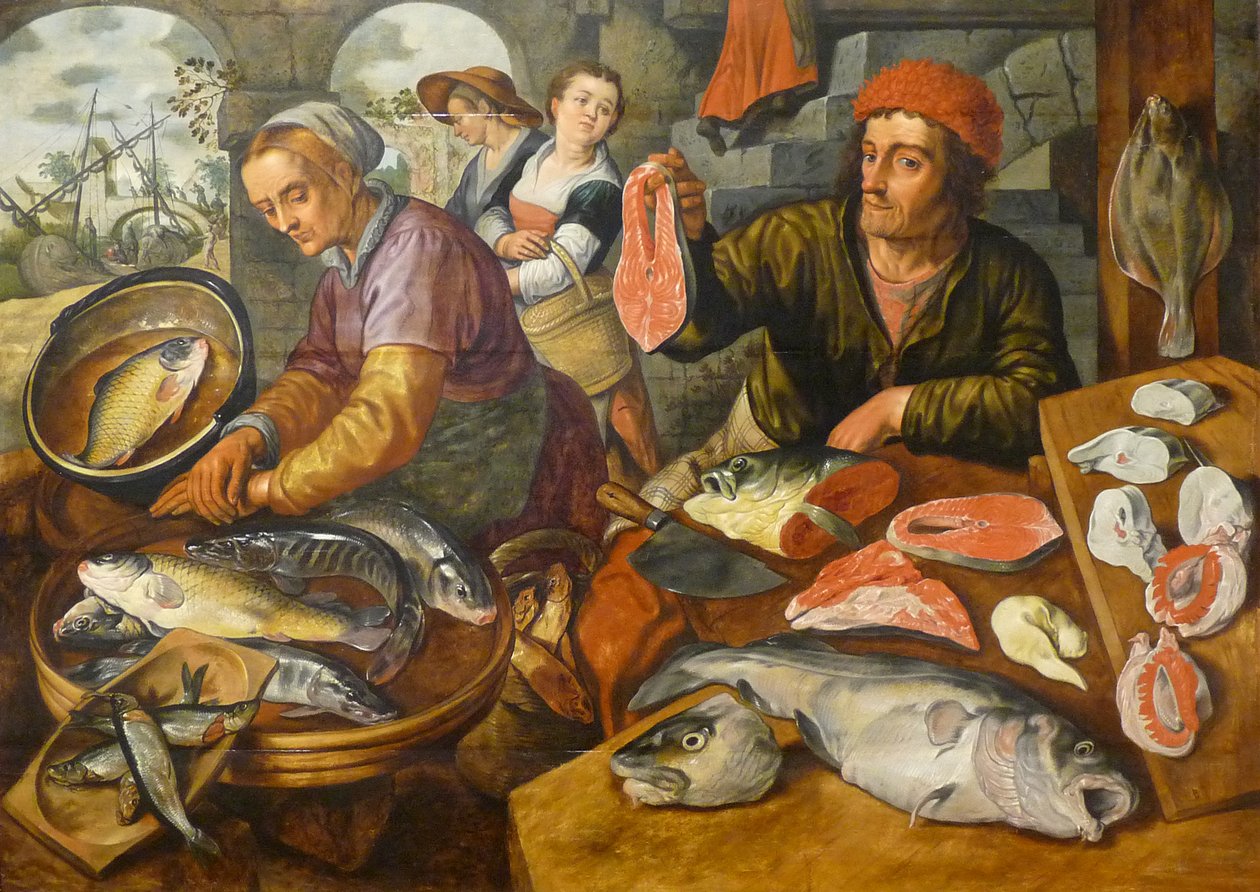 French: Le Marché aux poissons Fish market - Joachim Beuckelaer