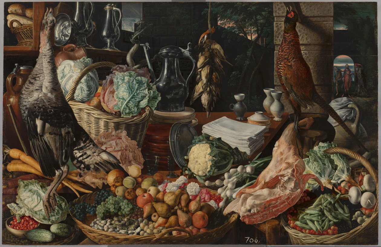 Scène de cuisine avec le Christ à Emmaüs - Joachim Beuckelaer