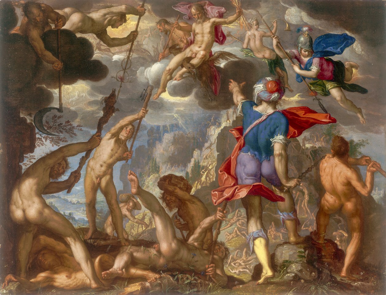 La bataille entre les dieux et les géants, c.1608 - Joachim Wtewael or Utewael
