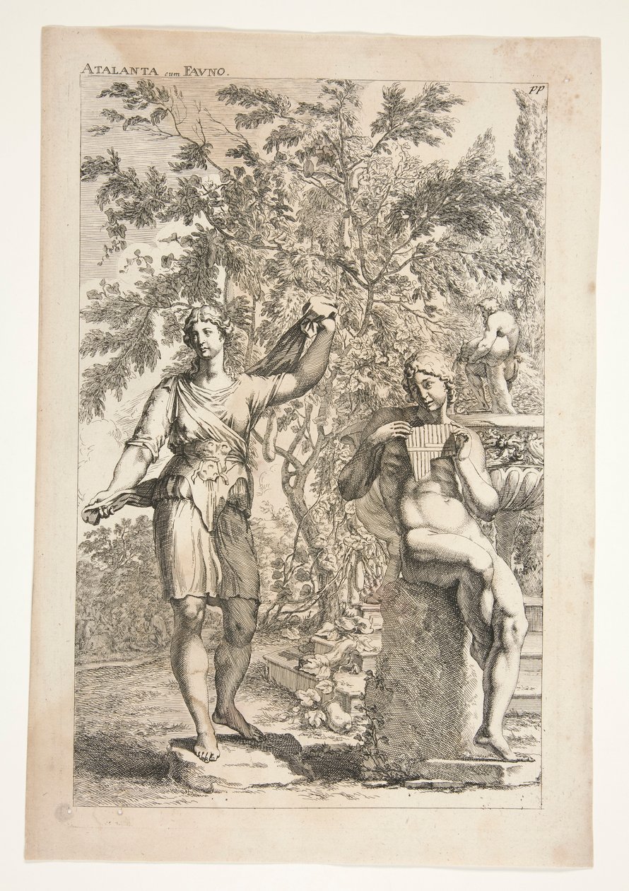 Atalante et un faune, de Sculpturae Veteris Admirata - Joachim von Sandrart