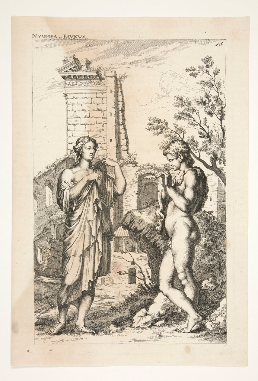 Diane de Gabies et un Faune, de Sculpturae Veteris Admirata - Joachim von Sandrart