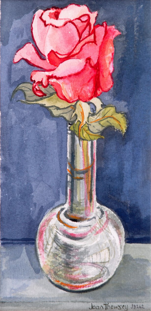 Rose rose dans un vase à bouton - Joan Thewsey