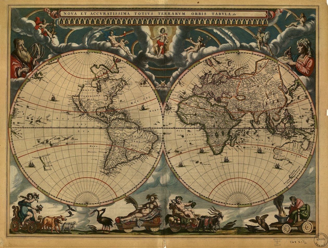 (Nova et accuratissima totius terrarum orbis tabula). LOC 98687202 - Joan Blaeu