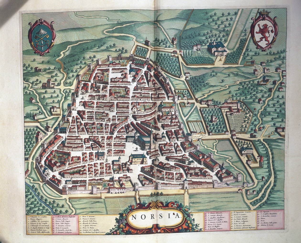 Carte de Norcia, du Theatrum civitatum et admirandorum Italiae par Joan Blaeu, gravure - Joan Blaeu