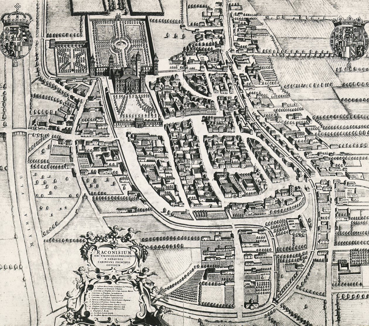 Carte de Racconigi, Gravure par Joan Blaeu, Italie - Joan Blaeu