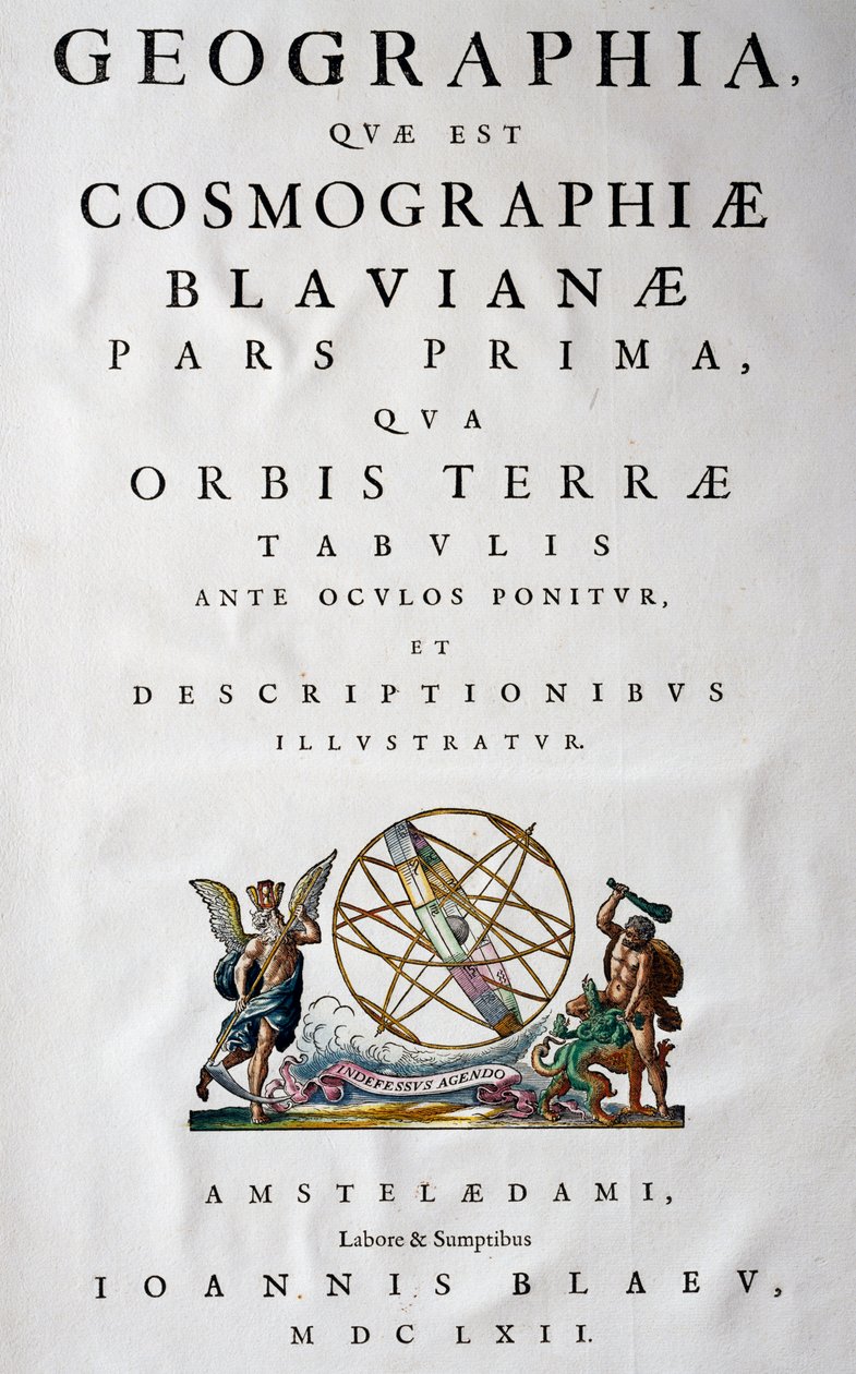 Page de titre de la Partie I, Atlas Maior, atlas en 11 volumes, par Joan Blaeu (1596-1673), gravure sur cuivre, 57,5x39 cm, Amsterdam - Joan Blaeu