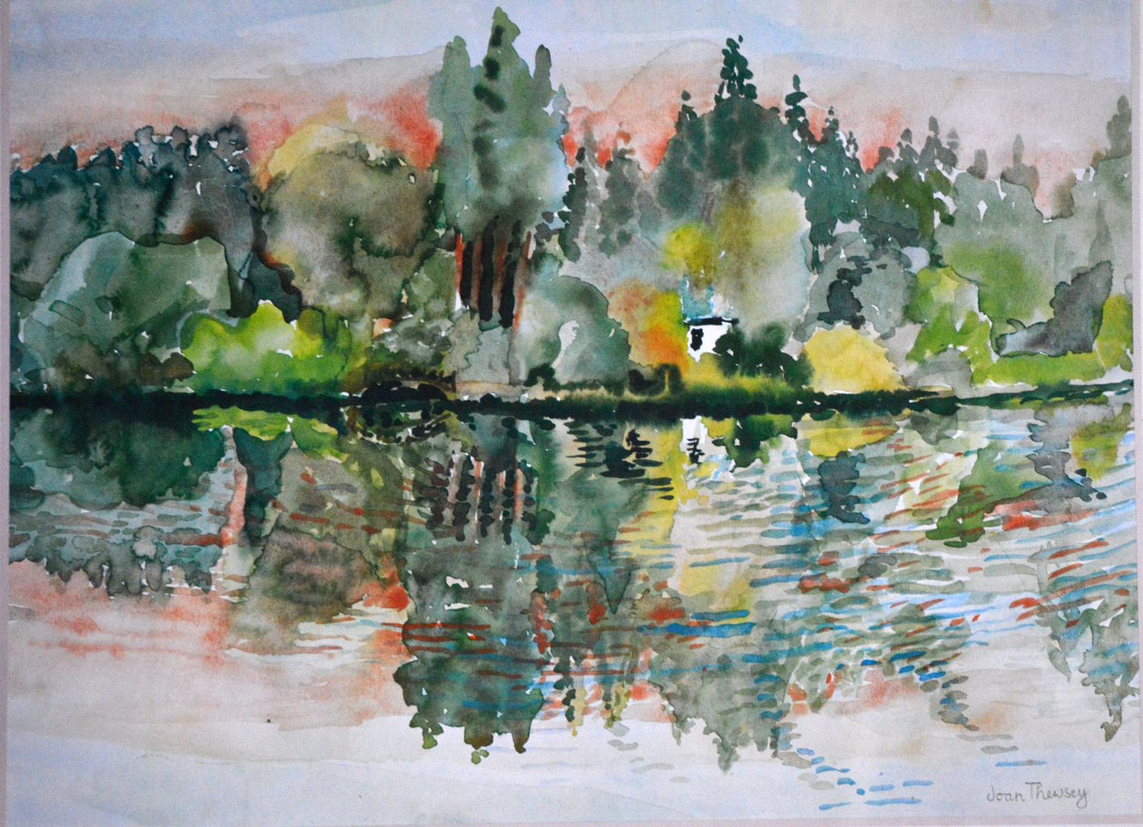 Le lac au coucher du soleil, Bremes les Ardres, 2000 - Joan Thewsey