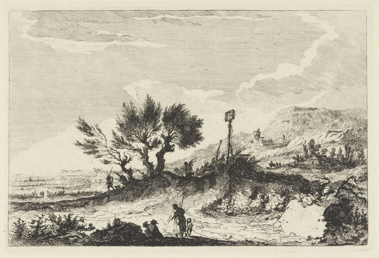 Paysage montagneux avec promeneurs - Joannes Bemme