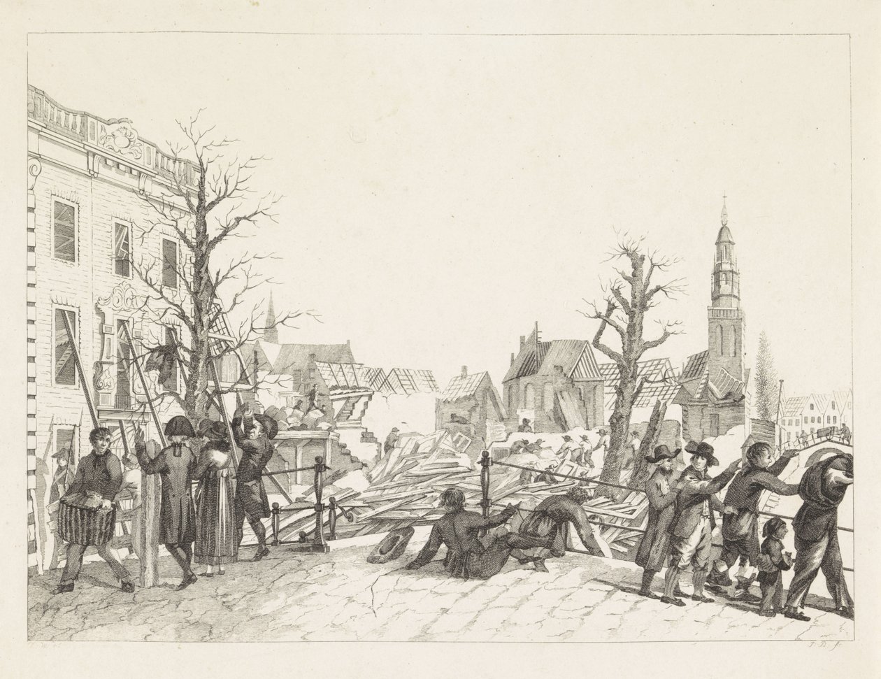 Ruines à Leiden après l