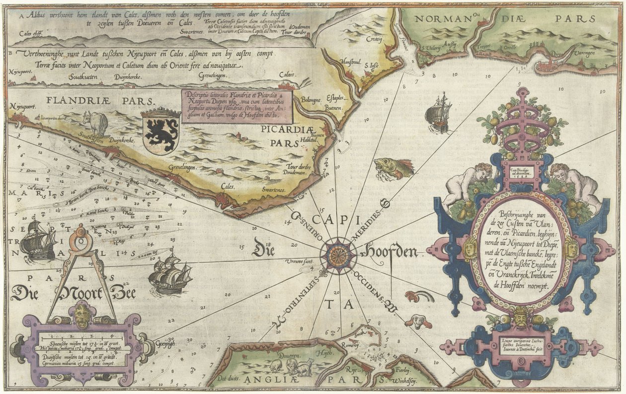 Carte de la côte de Flandre, Normandie et Angleterre - Joannes van Doetecum