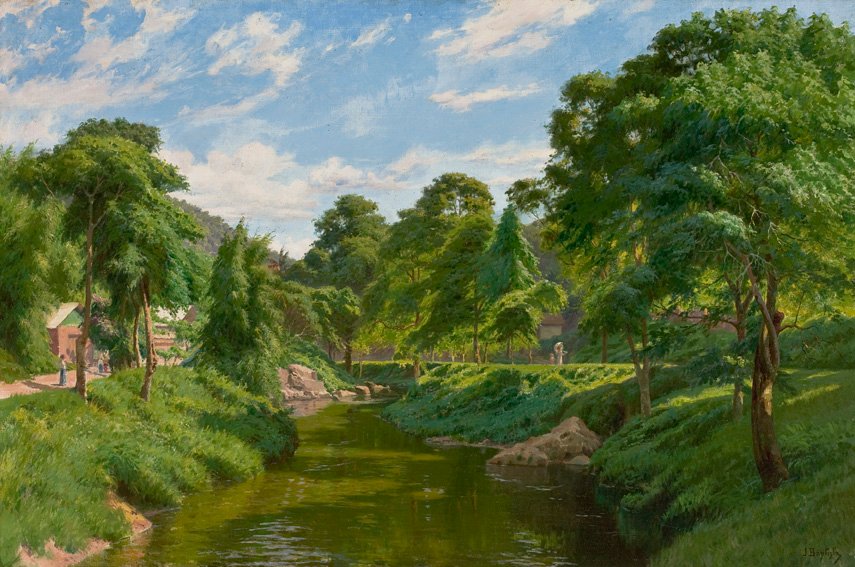 Paysage de Petropolis, bois avec un ruisseau - Joao Batista da Costa