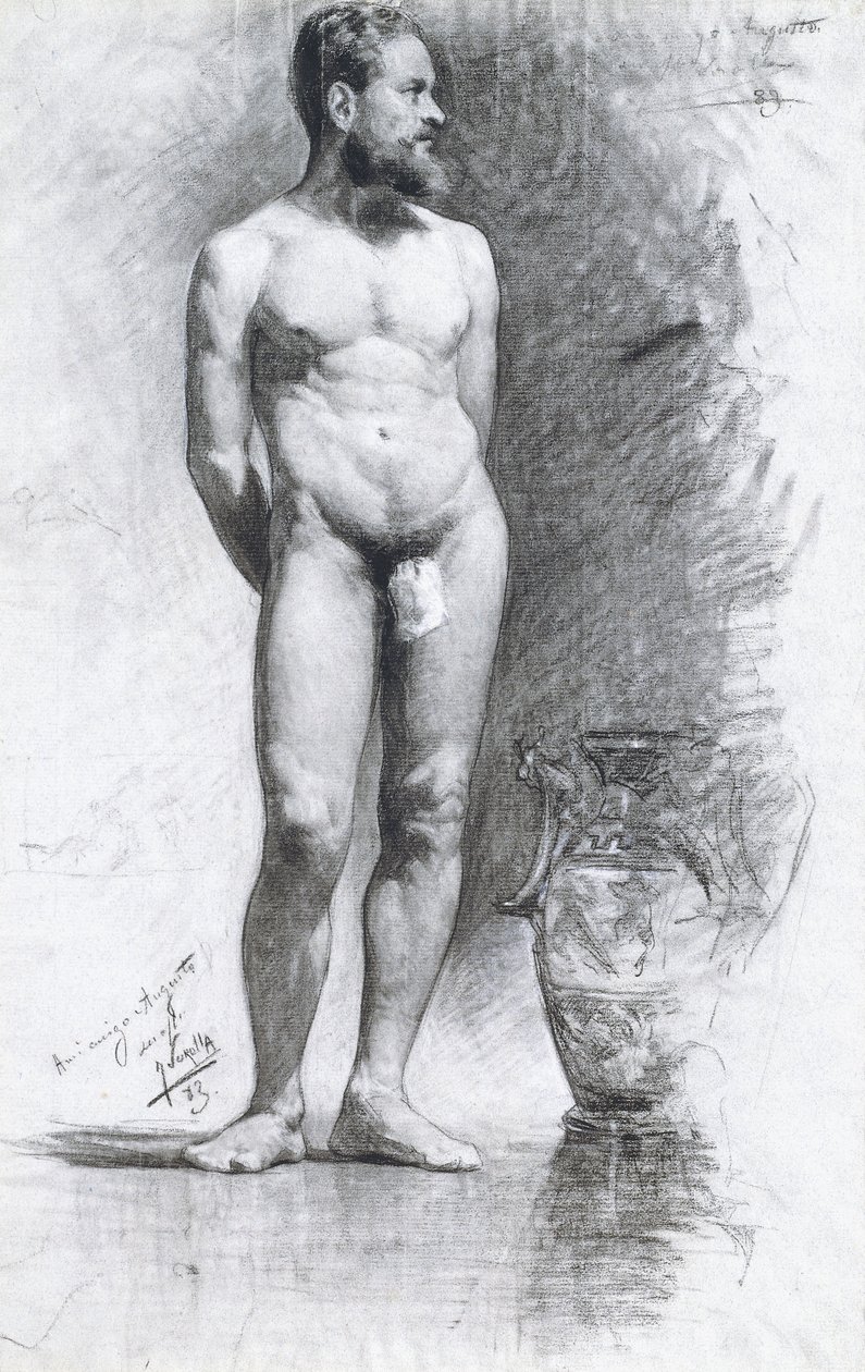 Nu masculin académique avec une urne grecque, 1883 - Joaquín Sorolla