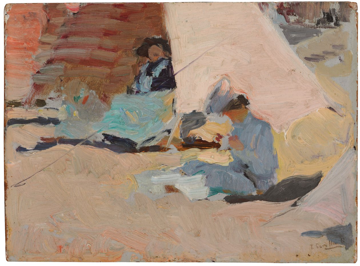 La plage, Biarritz - Joaquín Sorolla