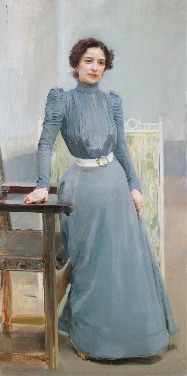 Clotilde en robe grise - Joaquín Sorolla