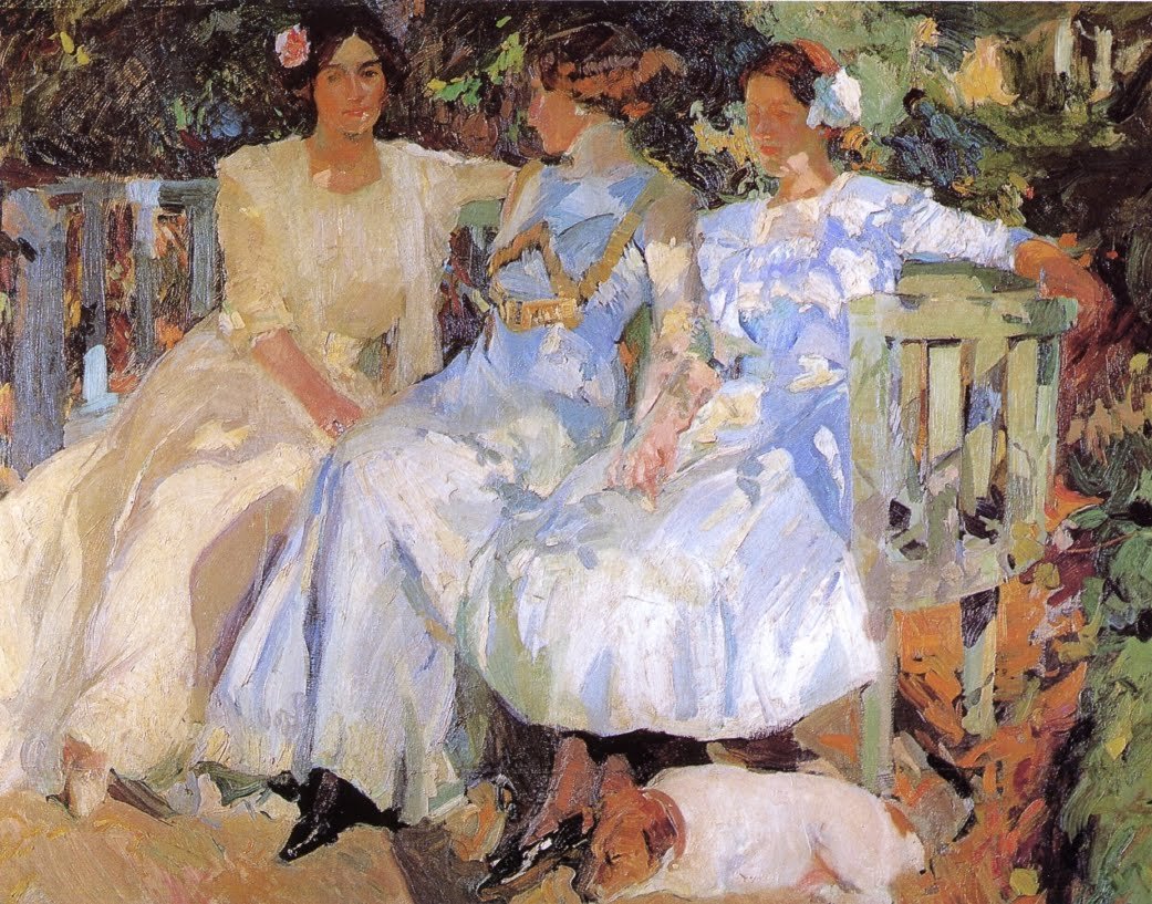 Ma femme et mes filles dans le jardin - Joaquín Sorolla