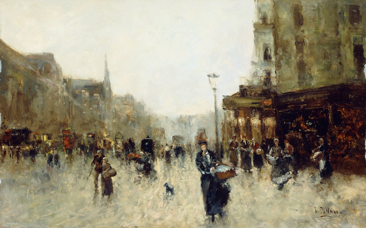 Scène de rue parisienne - Joaquín Pallarés Allustante