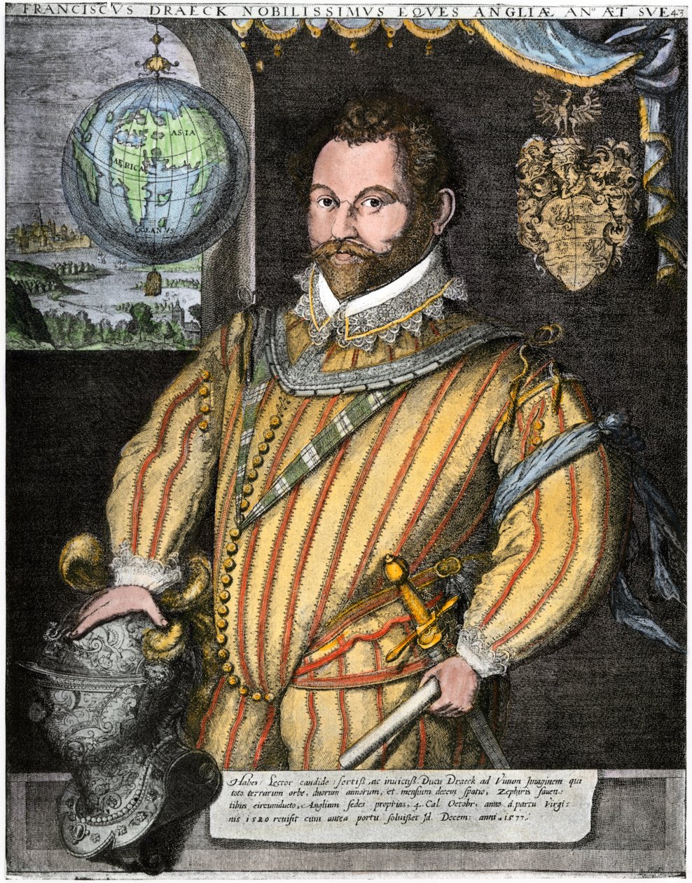 Portrait de Sir Francis Drake (gravure) - Jodocus Hondius