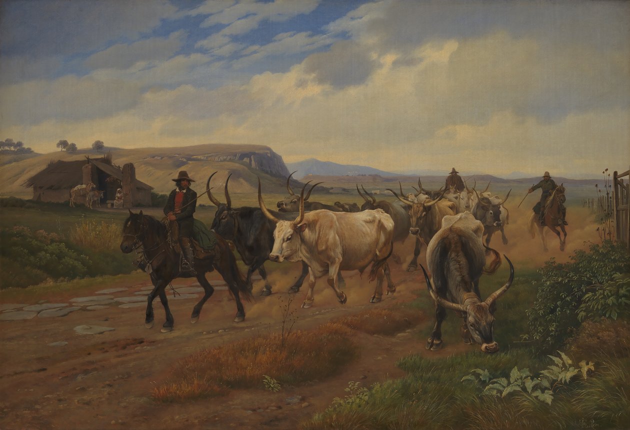 Troupeau de Bœufs dans la Campagne Romaine - Johan Thomas Lundbye