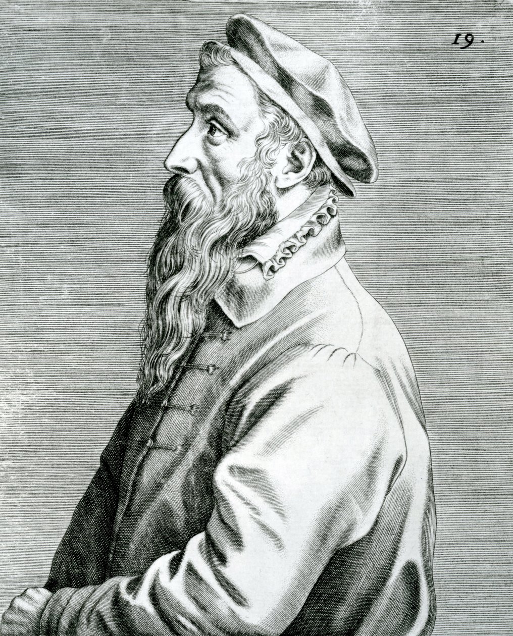 Peter Breughel, planche 19 de la série Pictorum aliquot celebrium Germanaie inferioris effigies (Portraits de quelques artistes célèbres des Pays-Bas), 1595 (gravure et typographie) - Johan Wierix