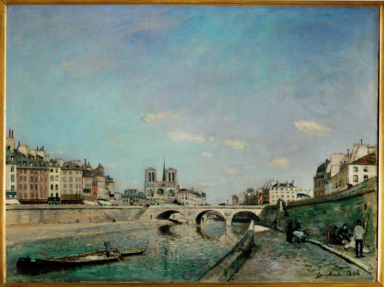La Seine et Notre-Dame de Paris, vue du Quai des Grands Augustins avec le pont Saint Michel (painting on canvas) - Johan-Barthold Jongkind