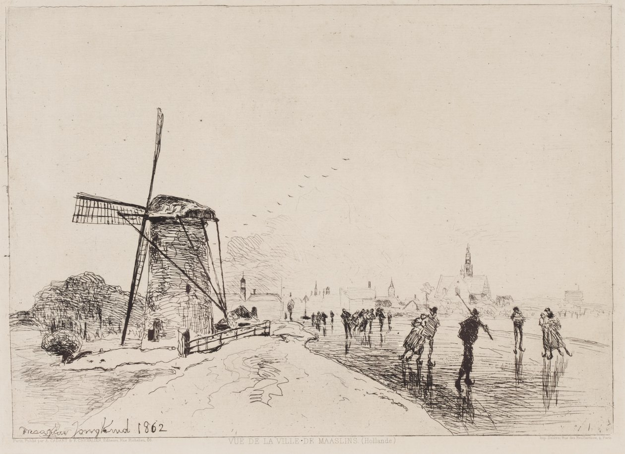 Vue de la ville de Maaslins - Johan Barthold Jongkind