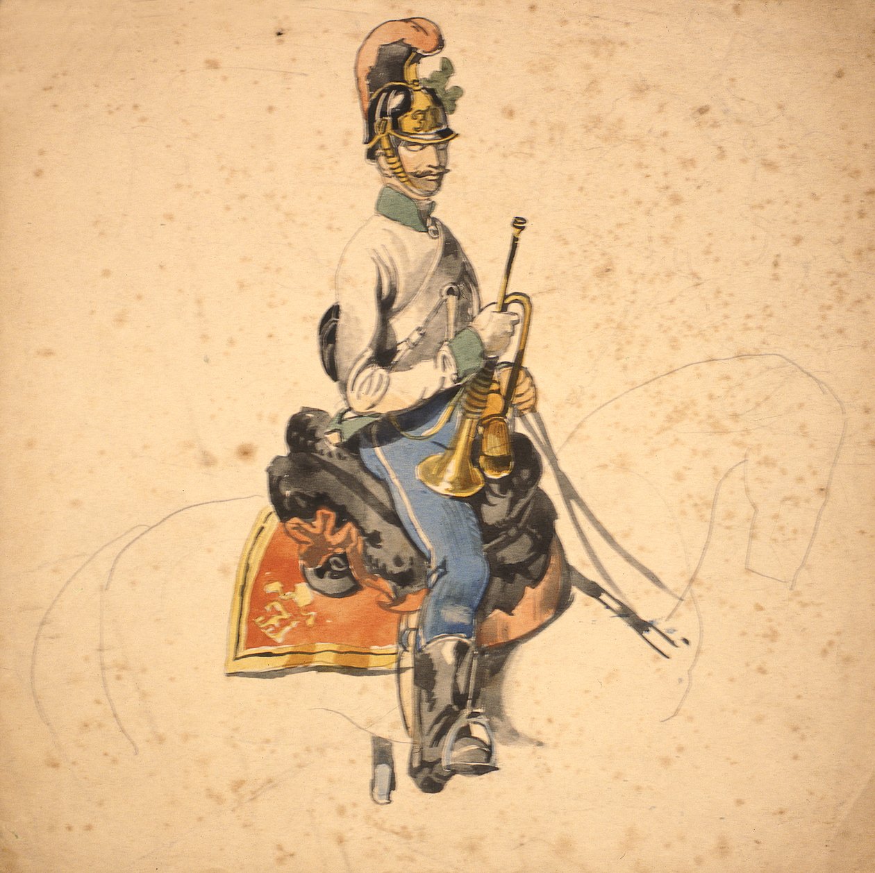 Un cavalier du 5e régiment de dragons, Prince Eugène de Savoie 1840-50 - Johan Baptiste Heinefetter