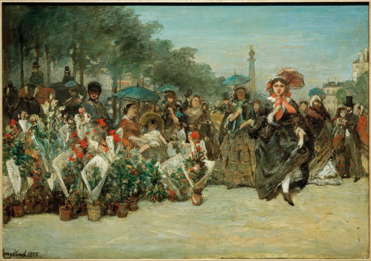 Marché aux fleurs sur le boulevard Richard-Lenoir - Johan Barthold Jongkind
