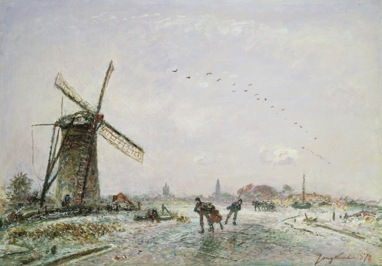 Patineurs sur glace en Hollande - Johan Barthold Jongkind
