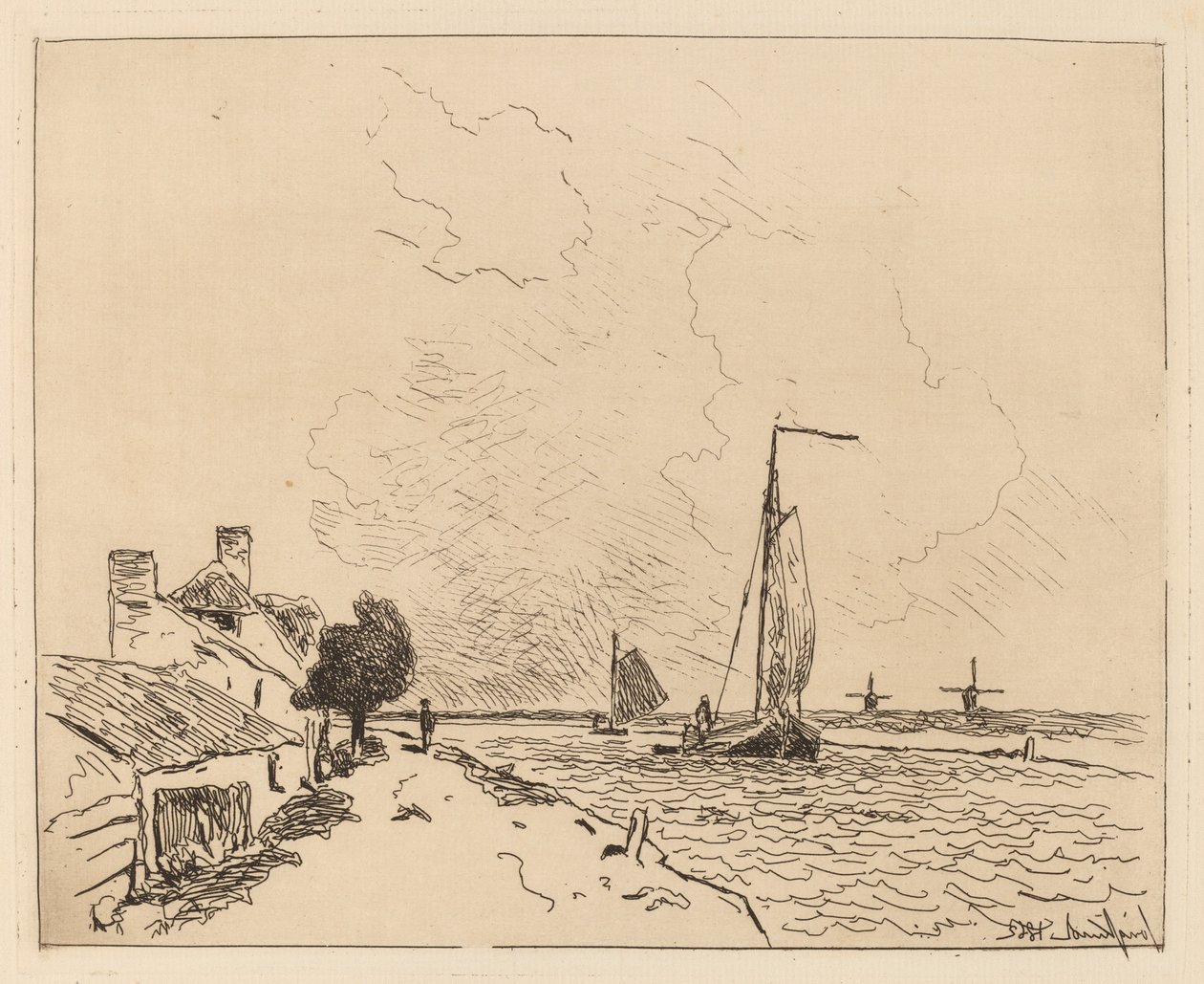 Les deux Barques à voile - Johan-Barthold Jongkind