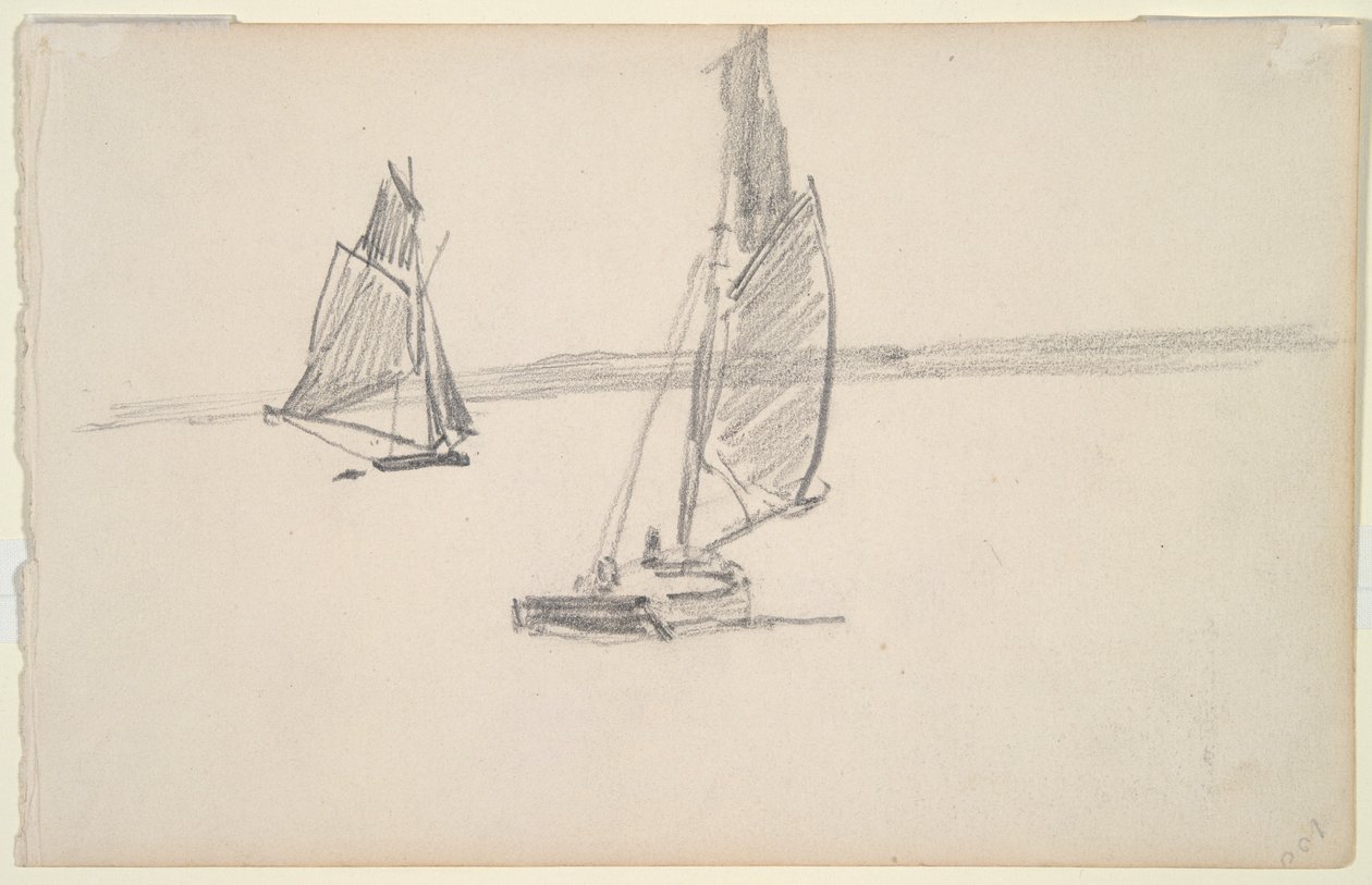 Deux bateaux de pêche sur une eau calme (recto); Deux voiliers sur une eau calme (verso) - Johan-Barthold Jongkind