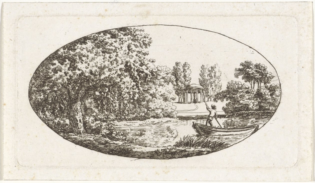 Étang avec un temple et une statue en face - Johan Christiaan Willem Safft