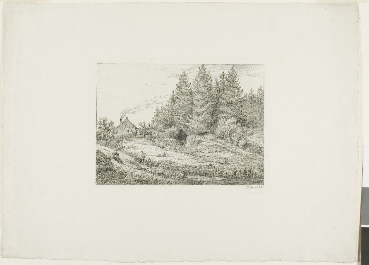 Ferme dans une forêt de conifères - Johan Christian Dahl