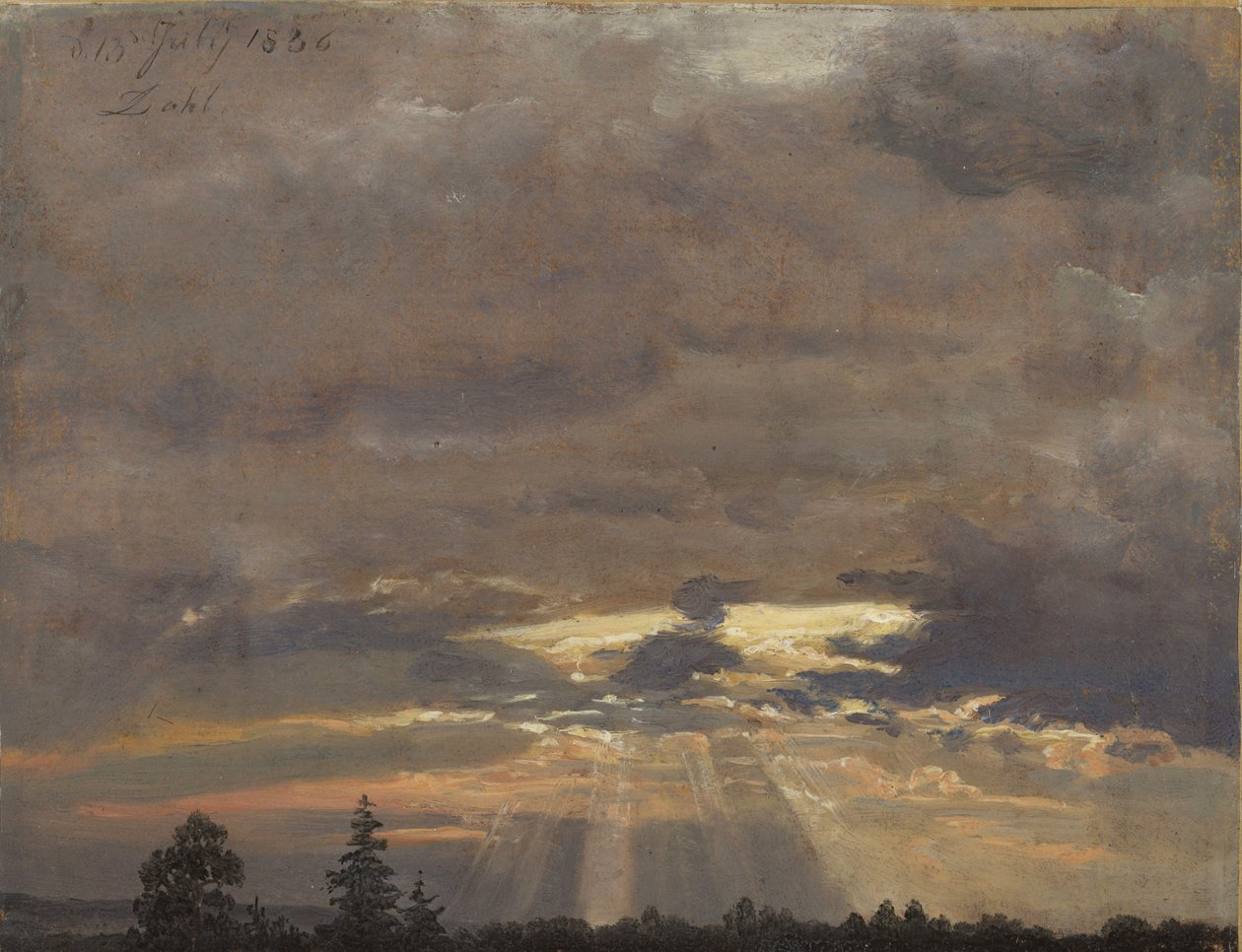 Étude des nuages avec les rayons du soleil - Johan Christian Dahl
