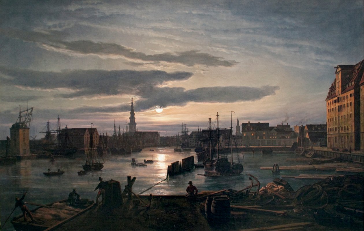 Norvégien :  Copenhagen Harbour by Moonlight Copenhagen Harbour by Moonlight - Johan Christian Dahl