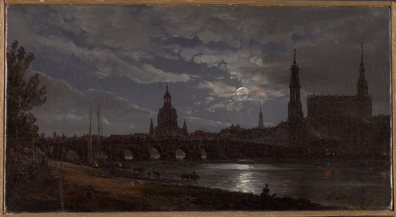 Vue de Dresde au clair de lune - Johan Christian Dahl